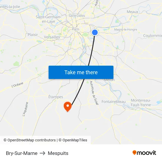 Bry-Sur-Marne to Mespuits map