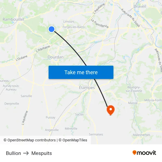 Bullion to Mespuits map