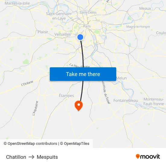 Chatillon to Mespuits map