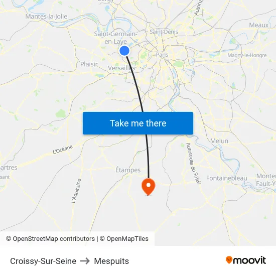 Croissy-Sur-Seine to Mespuits map
