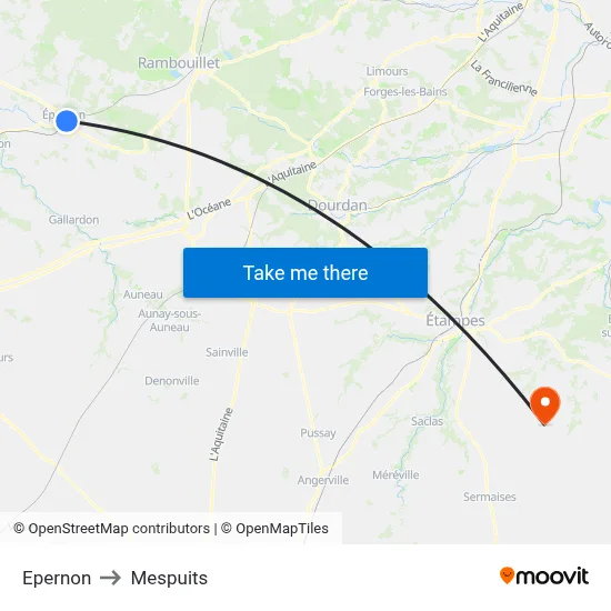 Epernon to Mespuits map