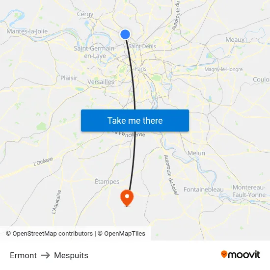 Ermont to Mespuits map