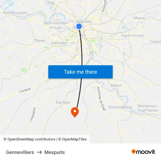 Gennevilliers to Mespuits map