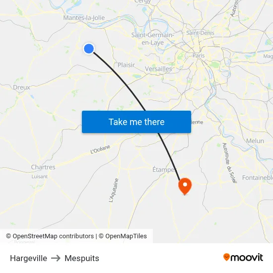 Hargeville to Mespuits map