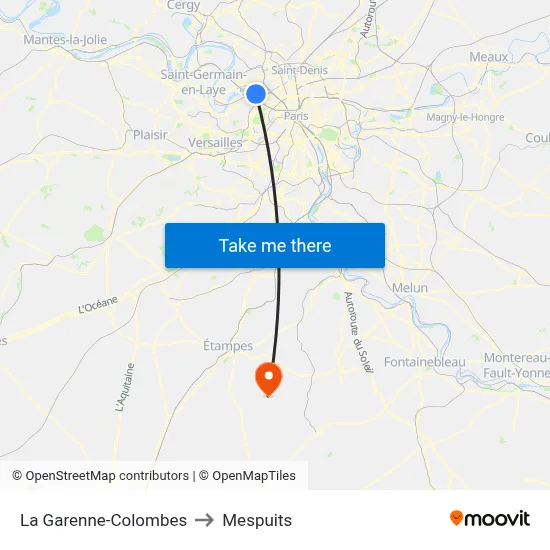 La Garenne-Colombes to Mespuits map