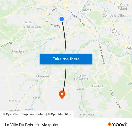 La Ville-Du-Bois to Mespuits map