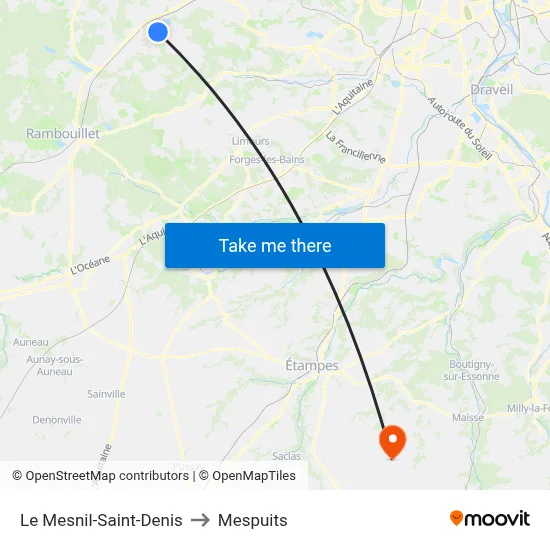 Le Mesnil-Saint-Denis to Mespuits map