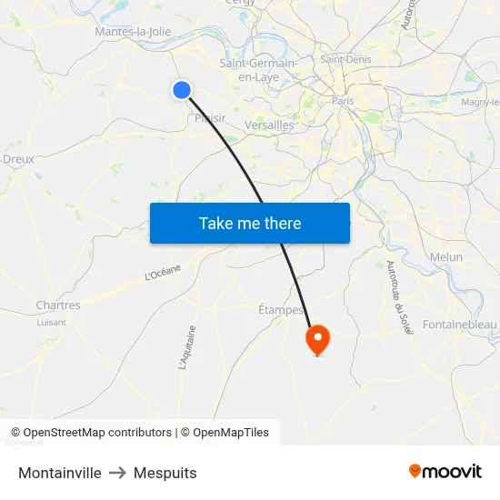 Montainville to Mespuits map