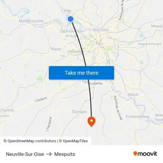 Neuville-Sur-Oise to Mespuits map