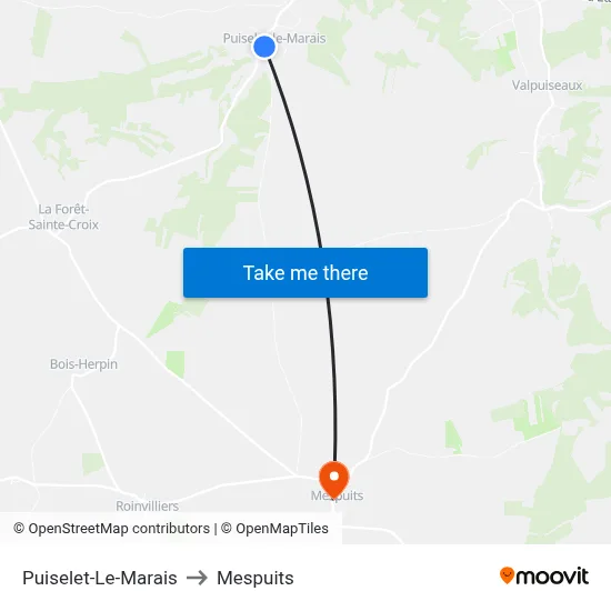 Puiselet-Le-Marais to Mespuits map