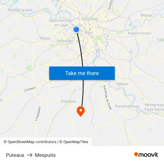 Puteaux to Mespuits map