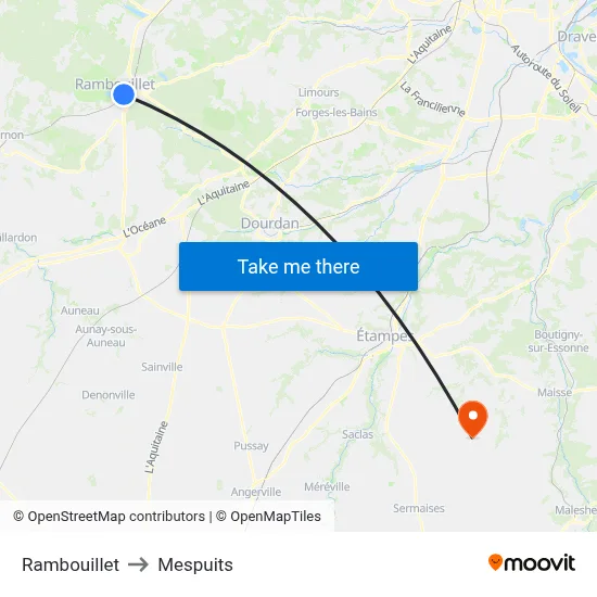 Rambouillet to Mespuits map