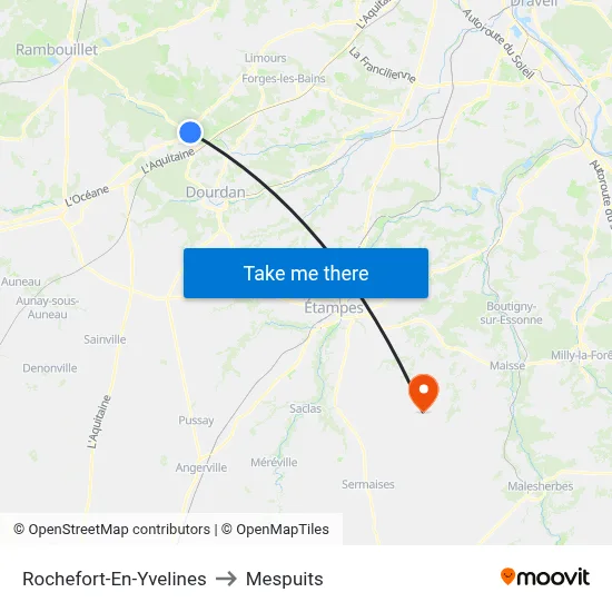 Rochefort-En-Yvelines to Mespuits map