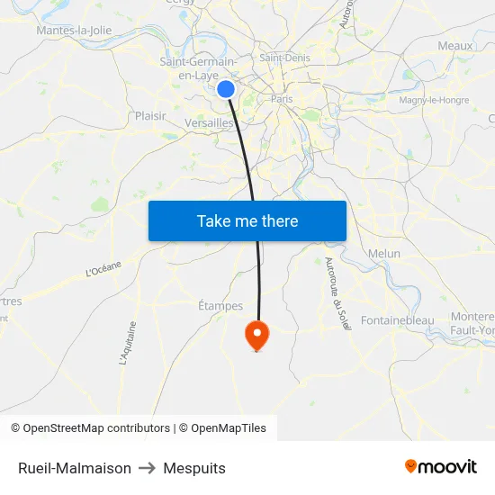 Rueil-Malmaison to Mespuits map