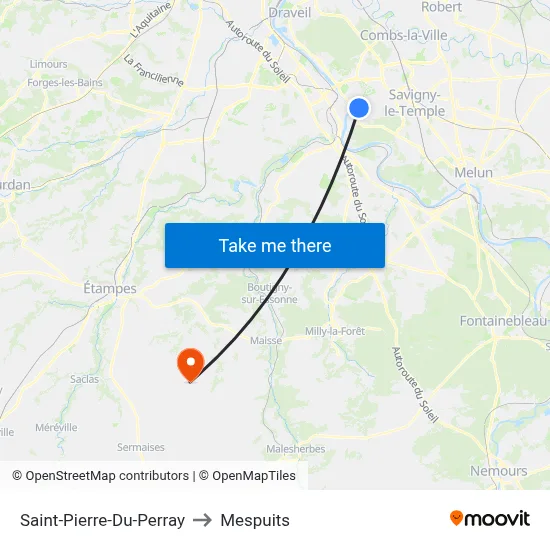 Saint-Pierre-Du-Perray to Mespuits map