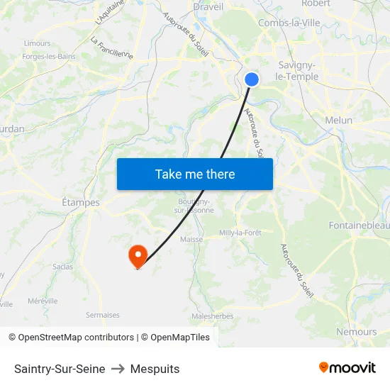 Saintry-Sur-Seine to Mespuits map