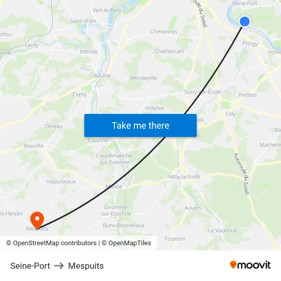 Seine-Port to Mespuits map