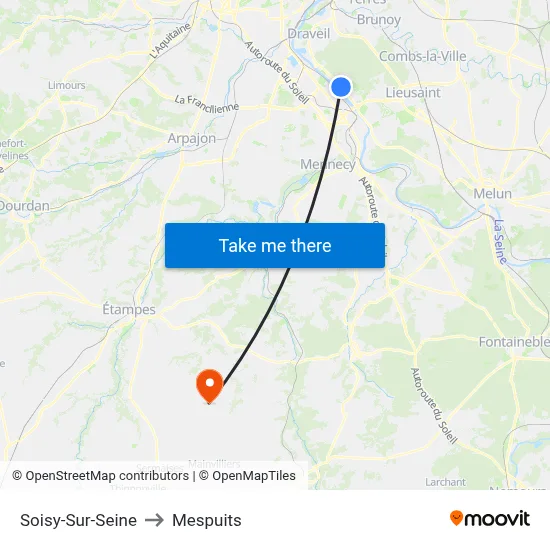 Soisy-Sur-Seine to Mespuits map