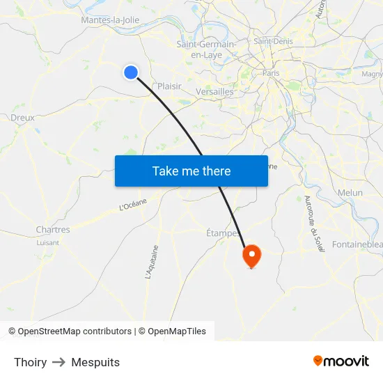 Thoiry to Mespuits map