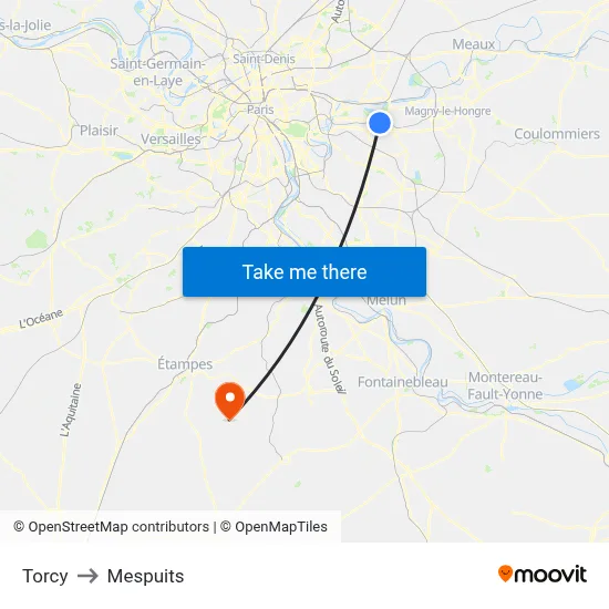 Torcy to Mespuits map
