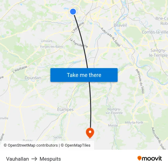 Vauhallan to Mespuits map