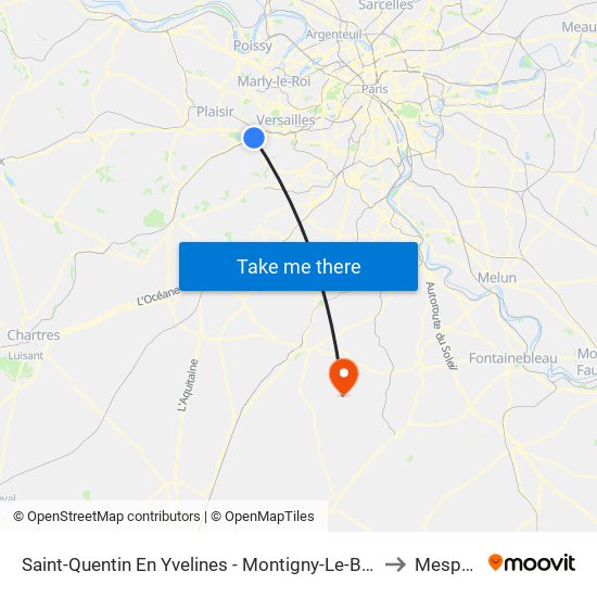 Saint-Quentin En Yvelines - Montigny-Le-Bretonneux to Mespuits map