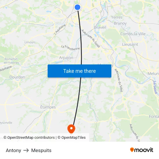 Antony to Mespuits map