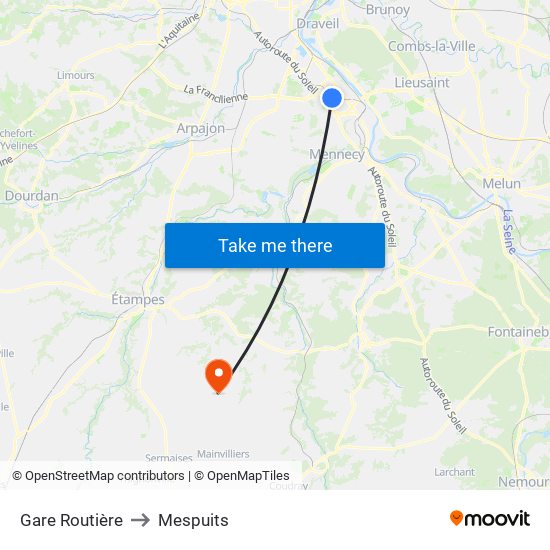 Gare Routière to Mespuits map