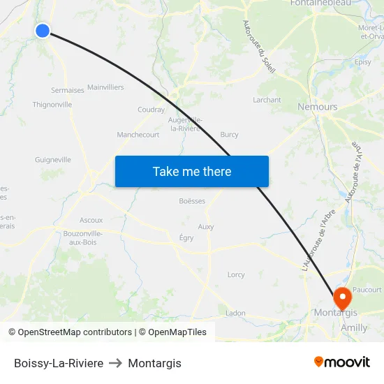Boissy-La-Riviere to Montargis map
