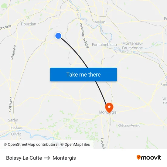 Boissy-Le-Cutte to Montargis map