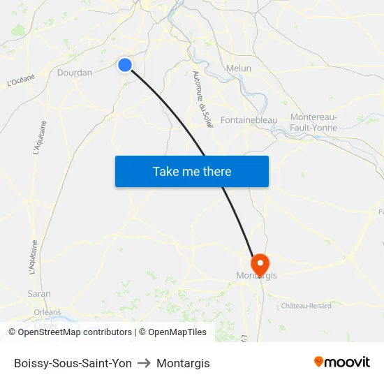 Boissy-Sous-Saint-Yon to Montargis map