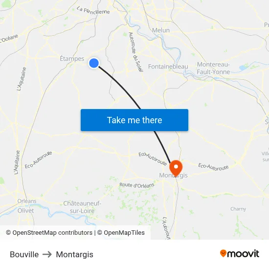 Bouville to Montargis map