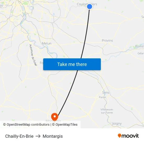 Chailly-En-Brie to Montargis map
