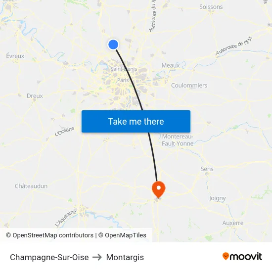 Champagne-Sur-Oise to Montargis map