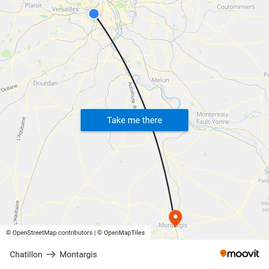 Chatillon to Montargis map