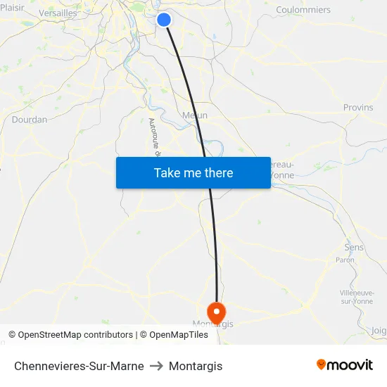 Chennevieres-Sur-Marne to Montargis map
