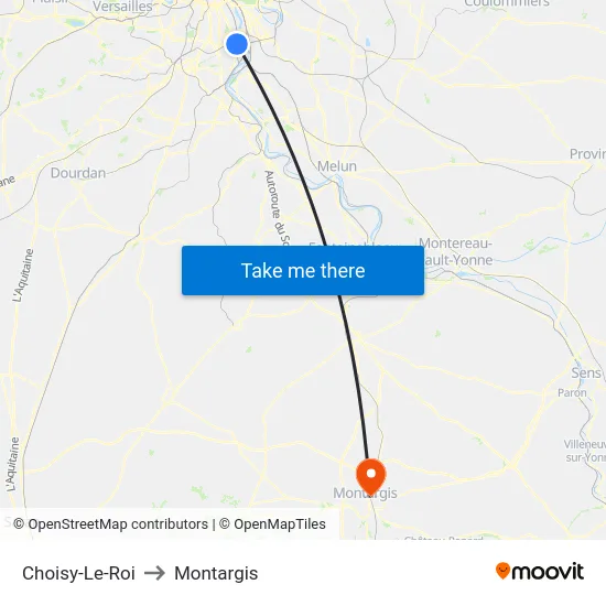 Choisy-Le-Roi to Montargis map