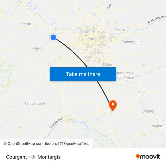 Courgent to Montargis map
