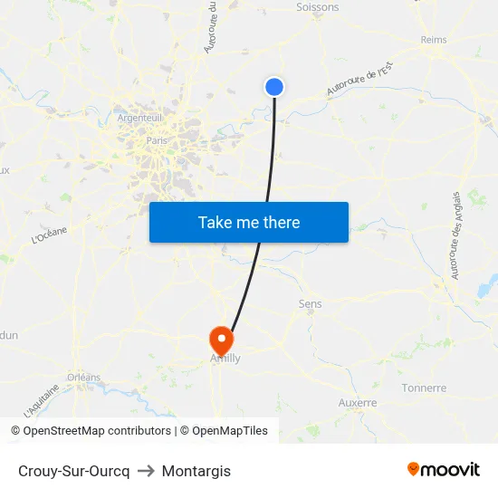 Crouy-Sur-Ourcq to Montargis map