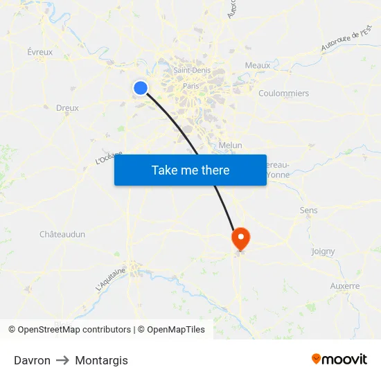 Davron to Montargis map