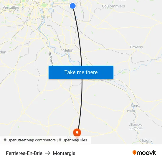 Ferrieres-En-Brie to Montargis map