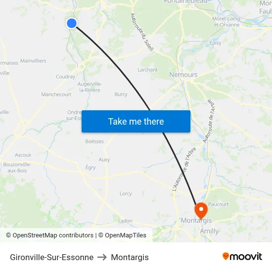 Gironville-Sur-Essonne to Montargis map