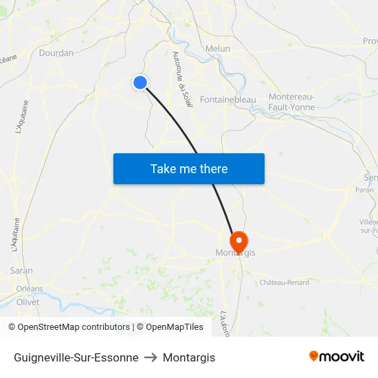 Guigneville-Sur-Essonne to Montargis map