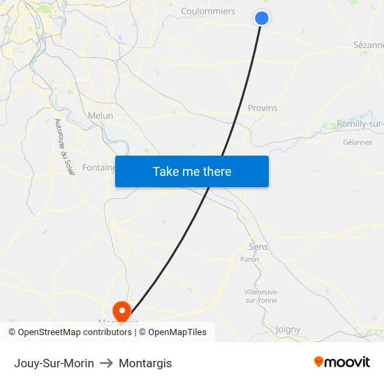 Jouy-Sur-Morin to Montargis map