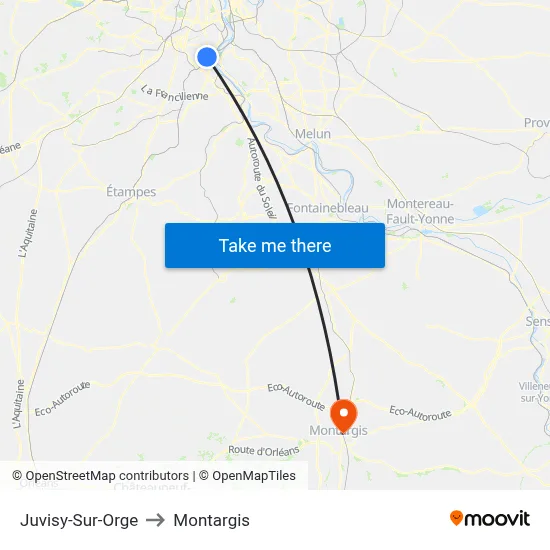 Juvisy-Sur-Orge to Montargis map