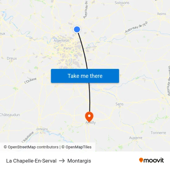 La Chapelle-En-Serval to Montargis map