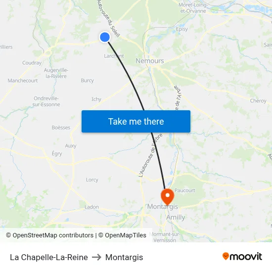 La Chapelle-La-Reine to Montargis map