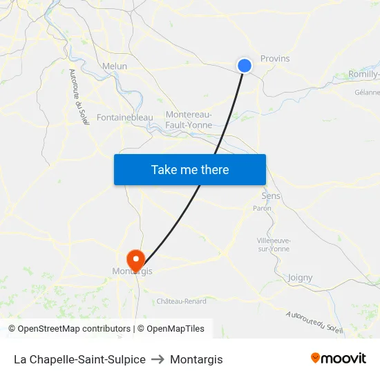 La Chapelle-Saint-Sulpice to Montargis map