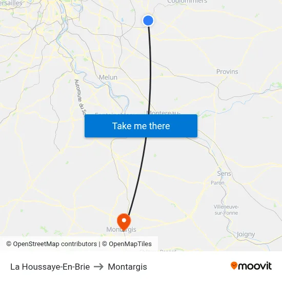 La Houssaye-En-Brie to Montargis map