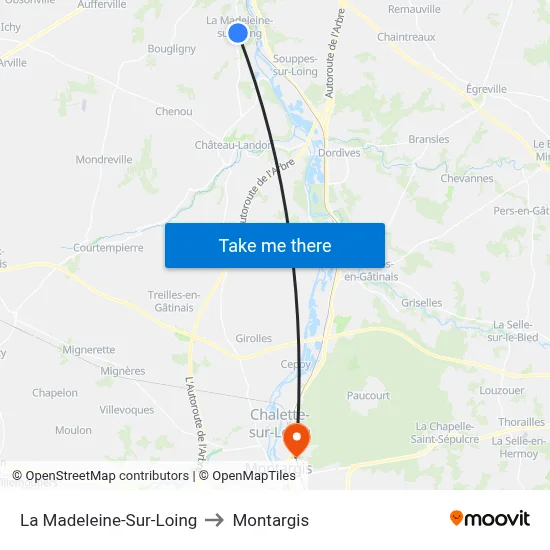 La Madeleine-Sur-Loing to Montargis map